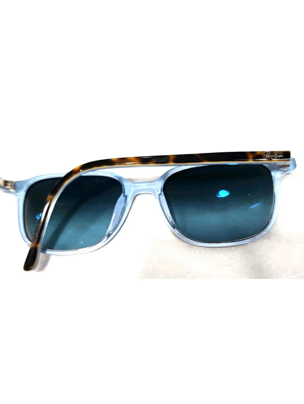 Ray Ban RB2193 1316/3M Lg Sz Tortoise Blue Square Sunglasses 53-18 145 Read